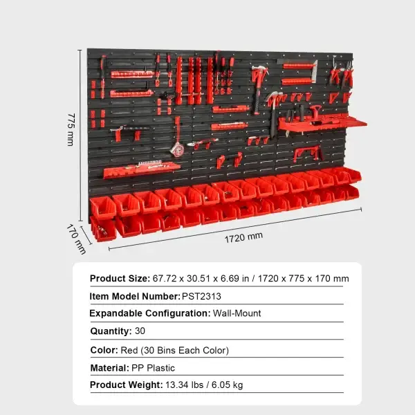 Wall-Mounted Storage Bin Organizer