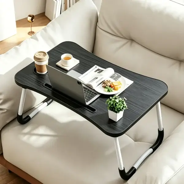 Adjustable Height C-Shaped Laptop Desk with Storage