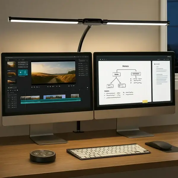Double-Head Scissor Arm LED Desk Lamp