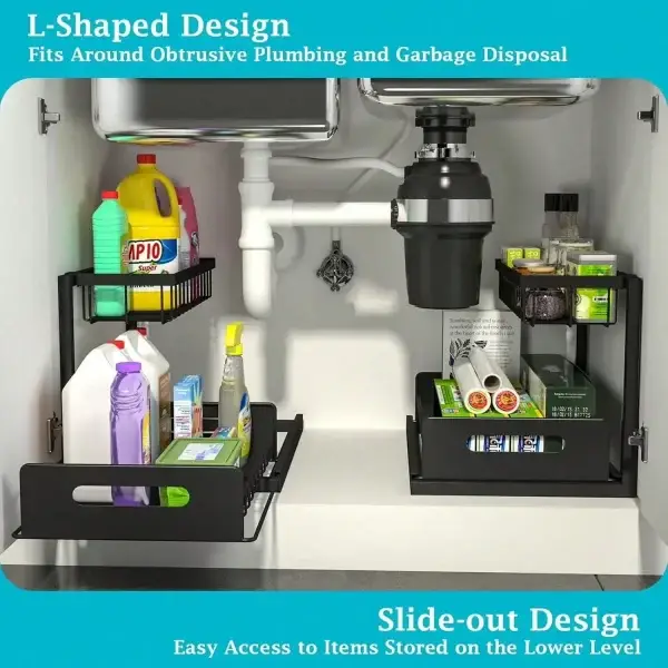 1/2pcs Under Sink Organizer With Pull-Out Drawer