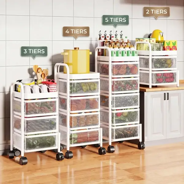 4/5-Tier Rotating Storage Cart with Wheels